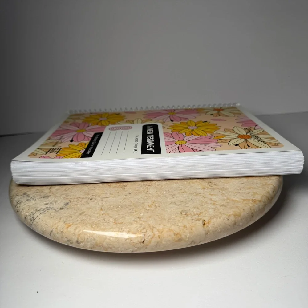 Spiral Bible New Testament WEB Floral Pink Yellow Daisy Note Taking Lay-Flat